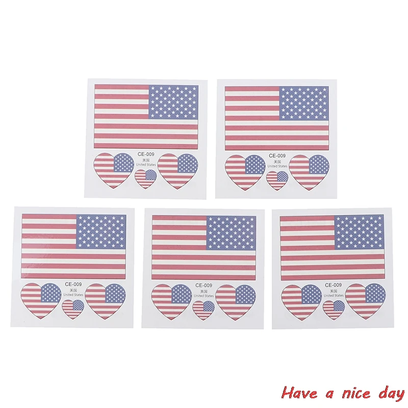 5 шт. 3D татуировки наклейки с флагами Национальный день сделай сам на День