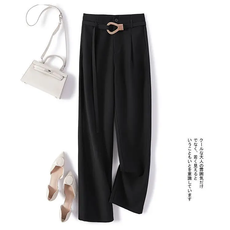 

Women 2021 Summer New Fashion Thin Wide-leg Trousers Female High Waist Long Pants Ladies Solid Color Loose Casual Pants E16