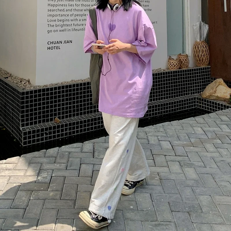 

HOUZHOU Harajuku Jogging Wide Trousers Female Oversize Joggers Sweatpants Women Korean Style Kawaii Gray Sports Pants Baggy
