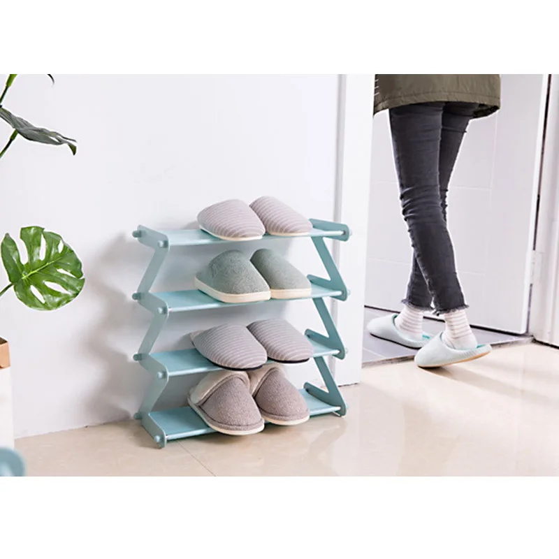 &quotZ" Shape Shoe Rack Tower Organizer Cabinet Entryway Stackable Storage Shelf Unit with 4-Tier Durable Stainless Steel | Мебель