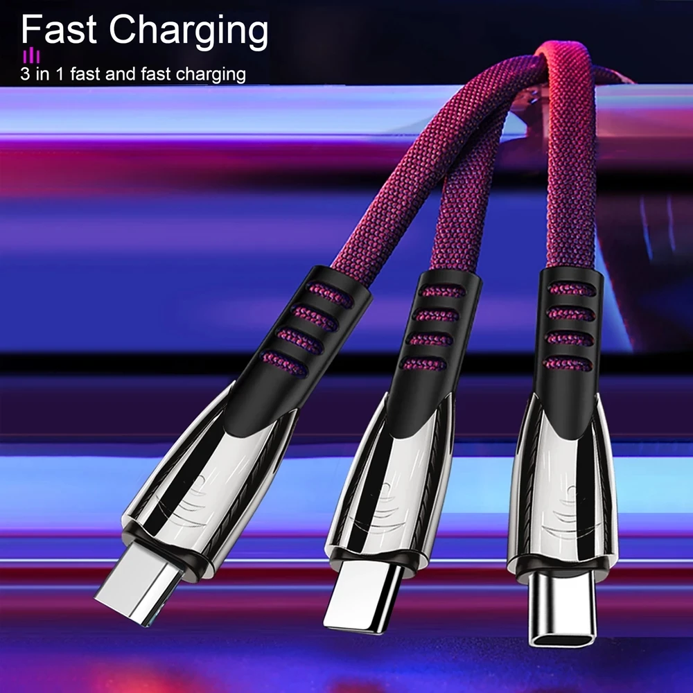 5А быстрая зарядка 3 в 1 USB кабель мульти Быстрая Micro Type C для iPhone Samsung Xiaomi Redmi