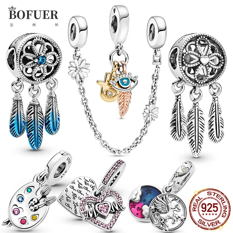 

HOT SALE 925 Sterling Silver Flower Safety Chain Charm Bead Fit Original Pandora Bracelet Pendant DIY Jewelry For Women Making