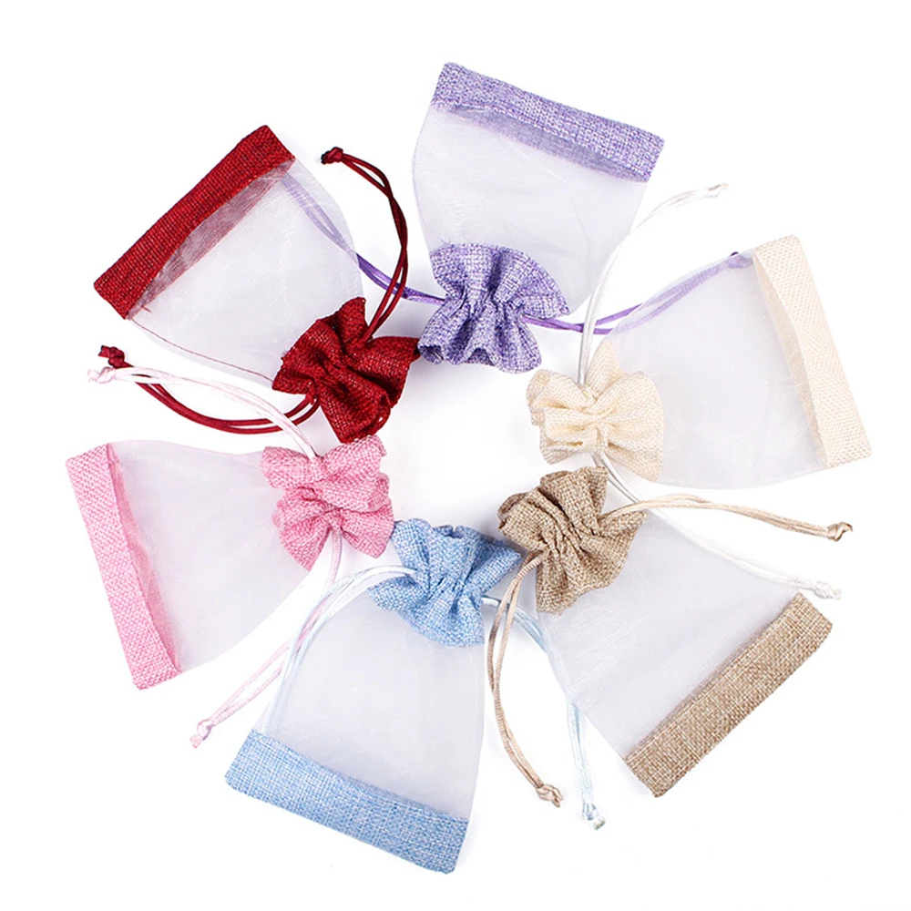 Сумки для украшений из органзы на шнурке прозрачные мешки хранения свадебный