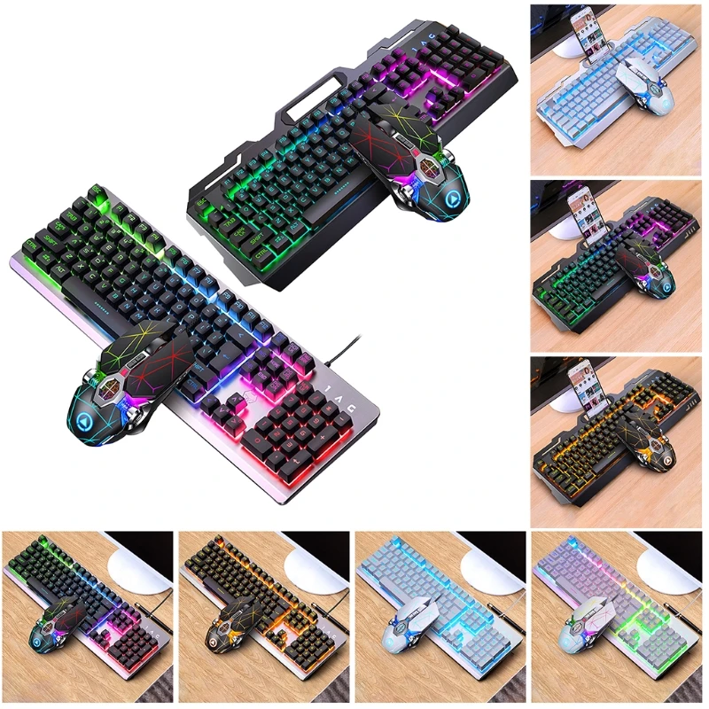 

104Keys RGB Aluminum Alloy Gaming Keyboard and RGB Gaming Mouse Set Drop shipping
