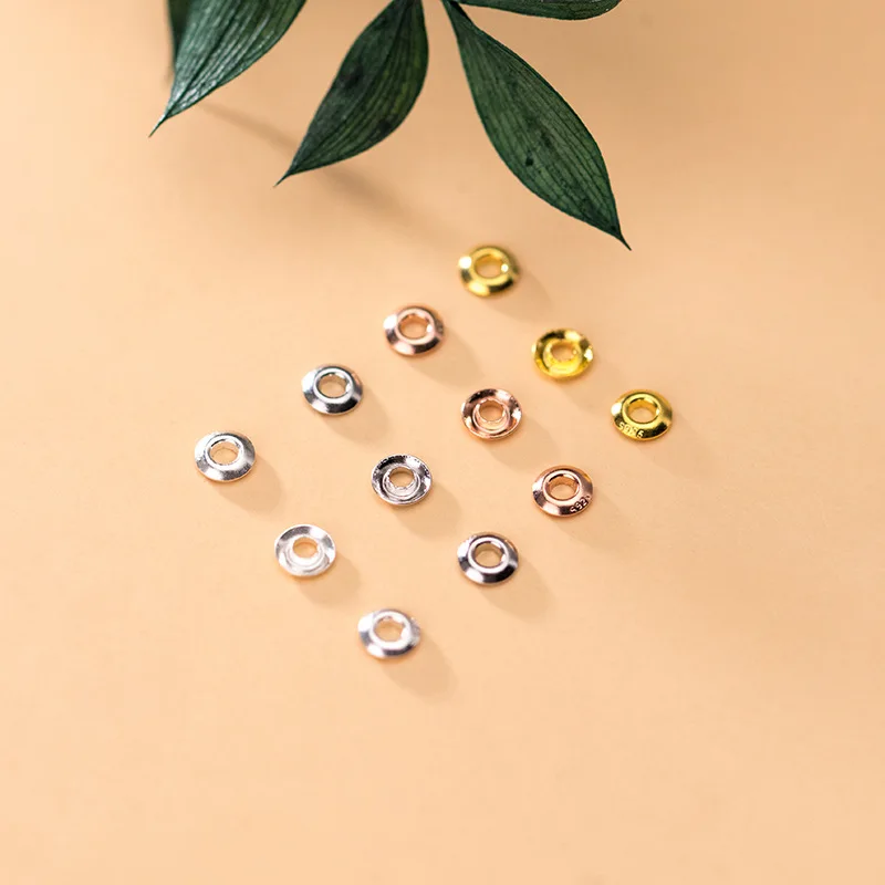 5 шт./лот Стерлинговое Серебро 925 пробы круглые свободные прокладки 3 мм 4 вида