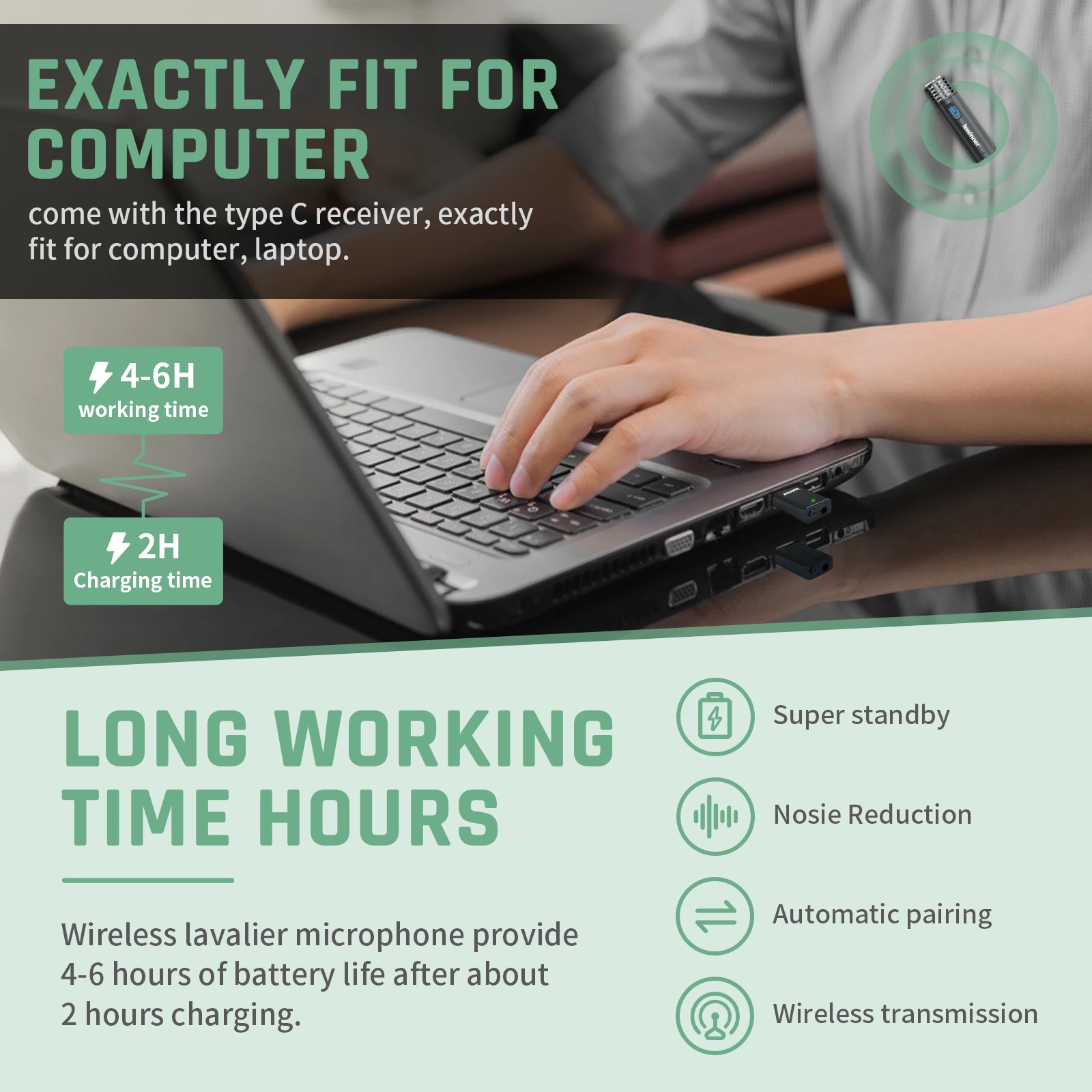 Беспроводной петличный микрофон Lewinner WM3 передатчик и приемник для