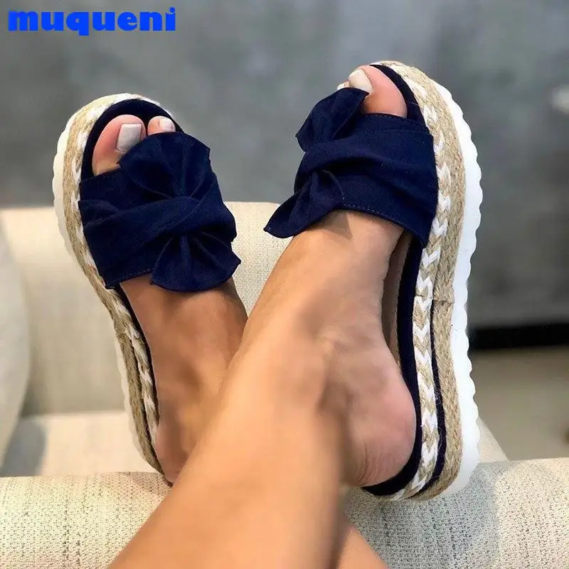 

Women Sandals Platform Sandals Shoes Women Bow 2021 Summer Sandals Slipper Indoor Outdoor Flip-flops Beach Shoes Female Slippers