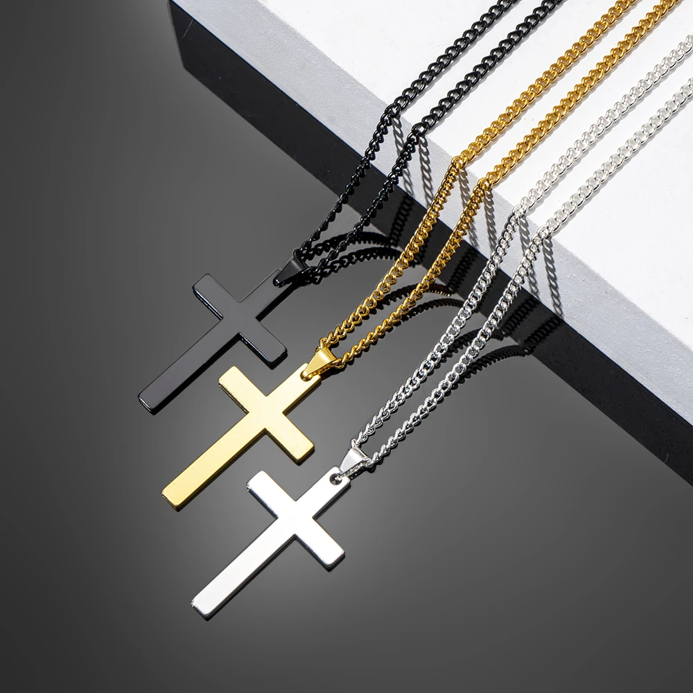 

Vintage Gothic Hollow Stainless Steel Cross Pendant Necklace Cool Street Style Necklace for Men Women Gift Wholesale Jewelry