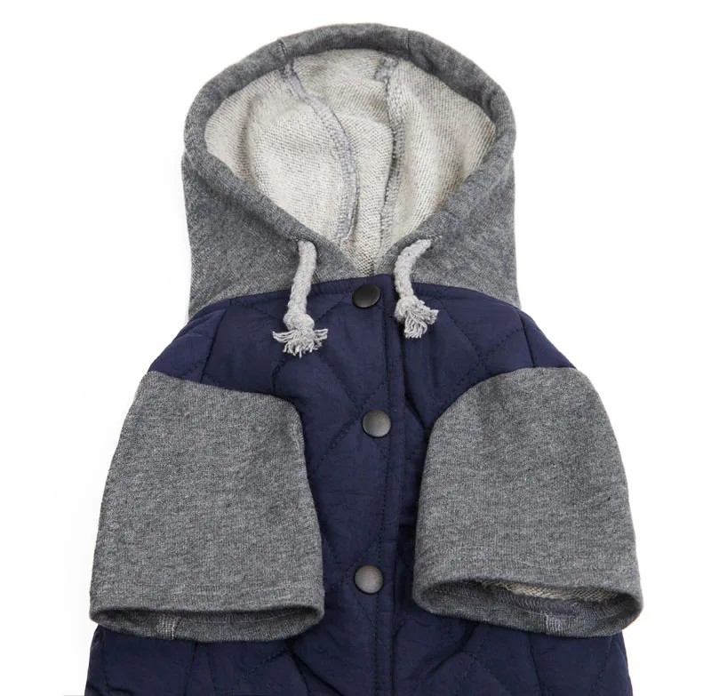 Новинка осенне-зимние пальто с капюшоном и хлопковой подкладкой темно-синее