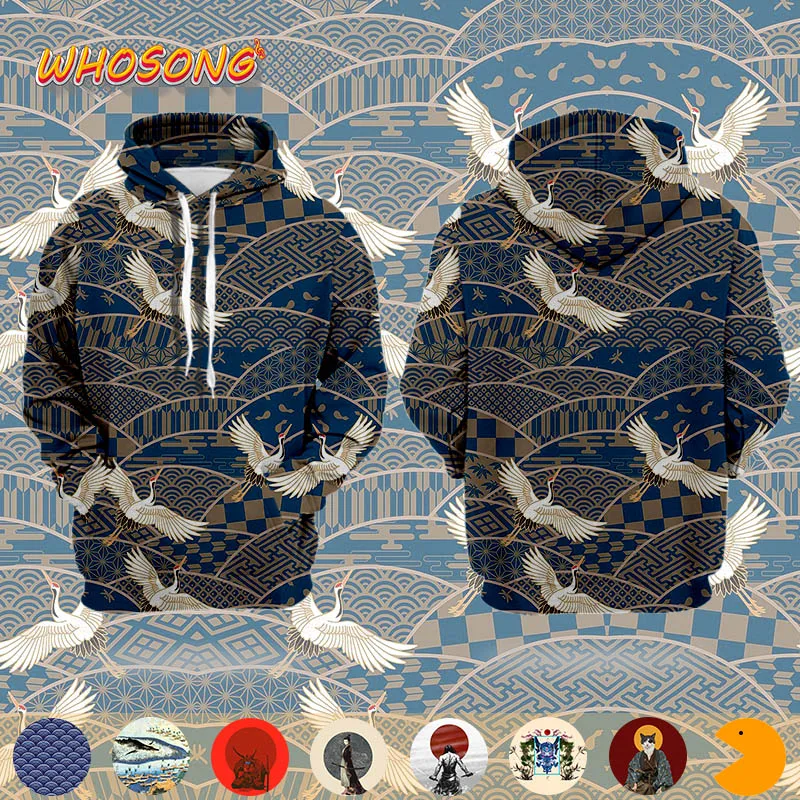 Японские художественные 3d-толстовки WHOSONG в японском стиле с японским элементом