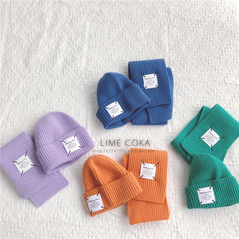 Winter Baby Hat Scarf Suit Kids Hats Thick Warm Autumn Knitted Children Caps Girls Boys Travel outdoors to keep warm | Аксессуары для