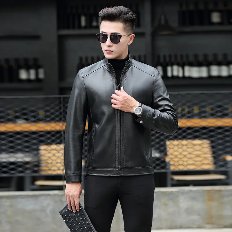 

Short Spring Autumn Real Casual Men Leather Jacket Genuine Sheepskin Coat Chaqueta Cuero Hombre 29028 Pph525