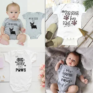0-24M Kids Romper My Big Sister Has Paws Newborn Baby Clothes Playsuit Sunsuit Outfits Infant Boys G in India