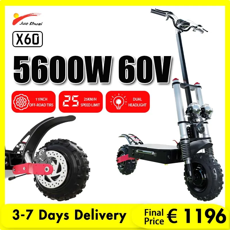 

Jueshuai X60 Electric Scooters Adults 100KM Long Range Folding E Scooter 60V 30A Panasonic Battery Powerful Electric Scooter