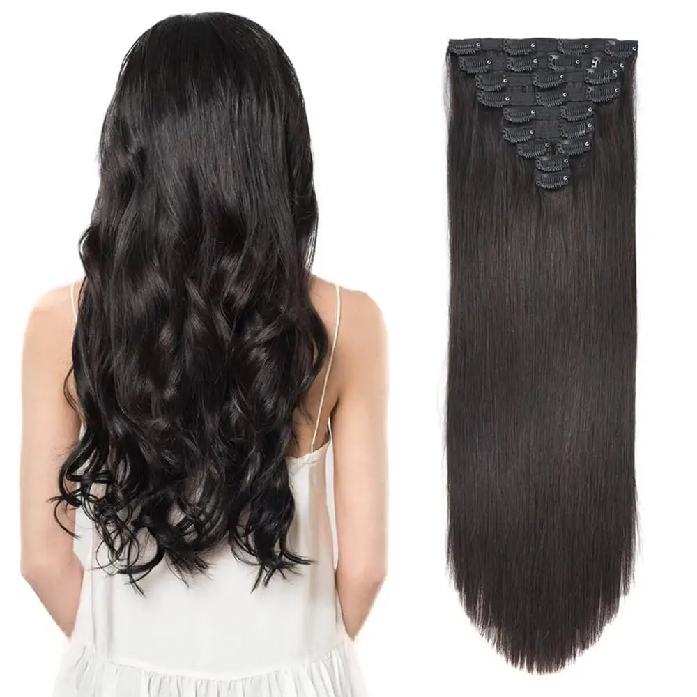 BHF Full Head Clip in Human Hair Extensions 160g to 280g Natural Human Hair Remy Hair Clip Ins - Цвет: # 1B