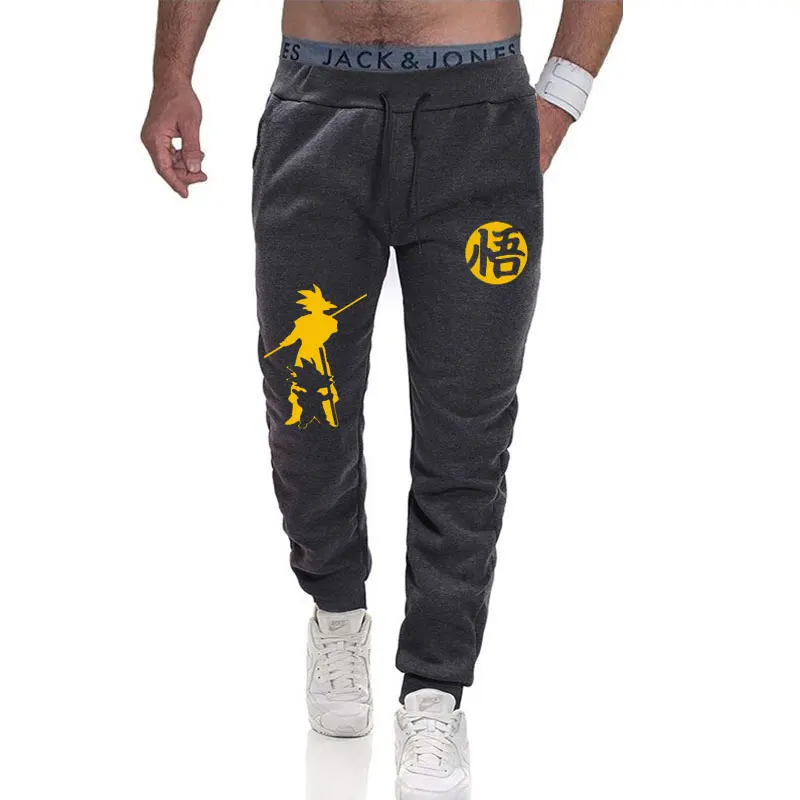 dark gray yellow Осенние повседневные штаны для мужчин с драконом и шариком Гоку, мужские брюки, хлопковые серые мужские джоггеры, спортивные штаны, черные брюки, штаны для бега - Цвет: dark gray yellow