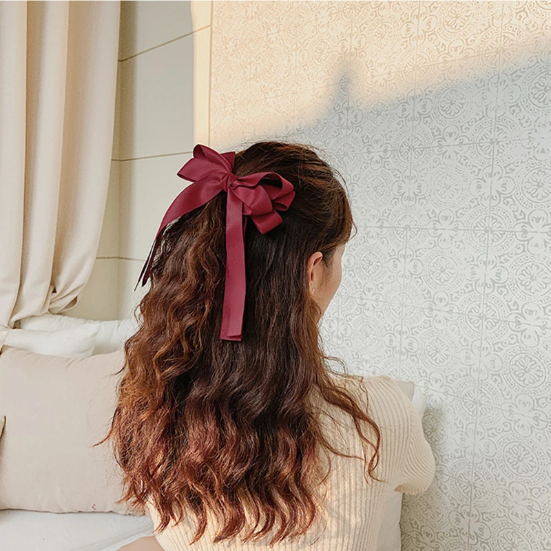 1 шт. модные заколки для волос с бантом из ленты красные и зеленые девочек милые