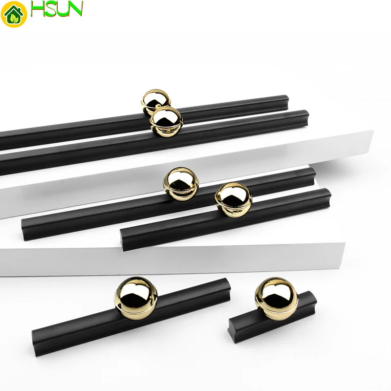 Цинковые ручки современный сплав золотая для шкафа и черная дверь - купить по