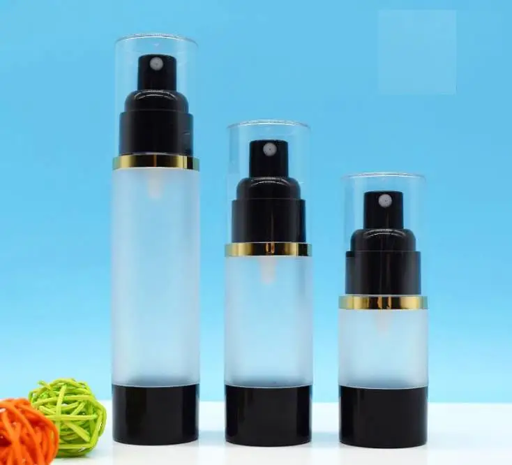 

100pcs 15ml 30ml 50ml black frosting airless pump bottle Vacuum spray Bottle,empty lotion cream pump container SN375