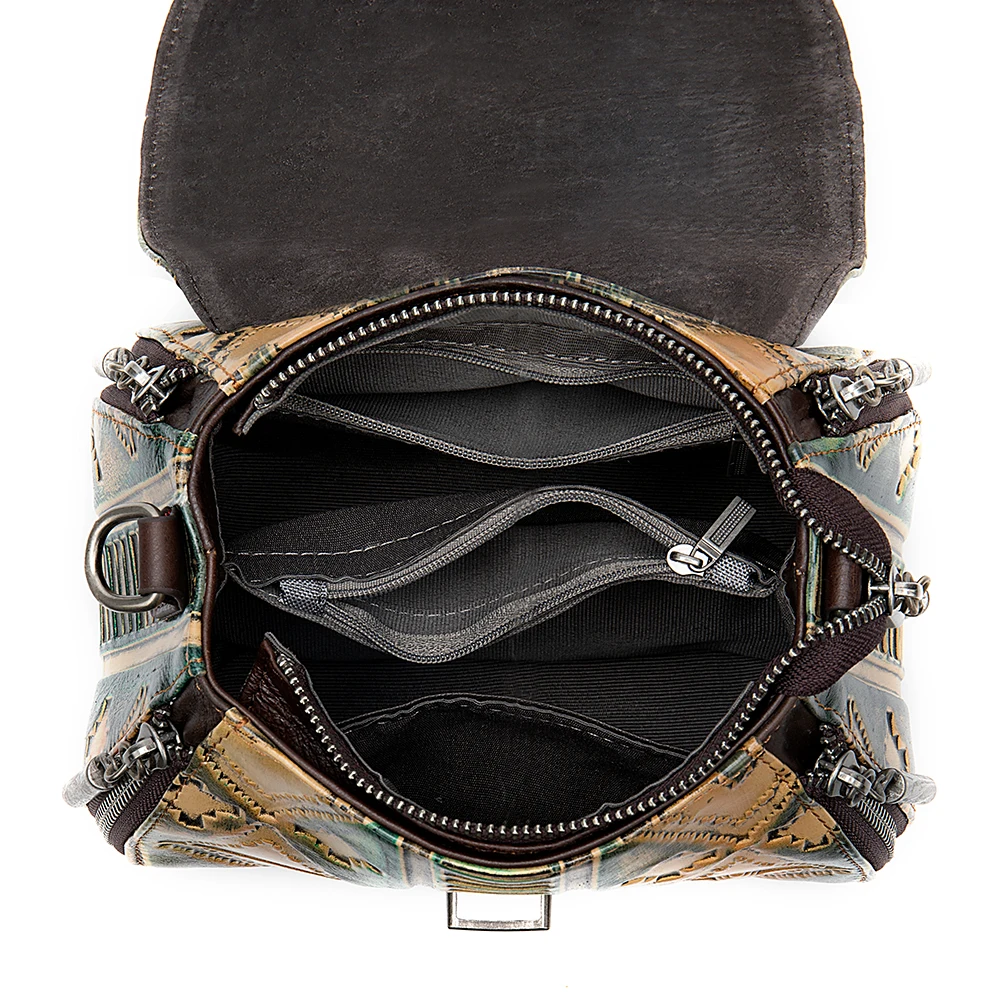 

High Quality Natural Skin Women Crossbody Bag Tote Handbag Female National Style Retro Shoulder Genuine Leather Top Handle Bags