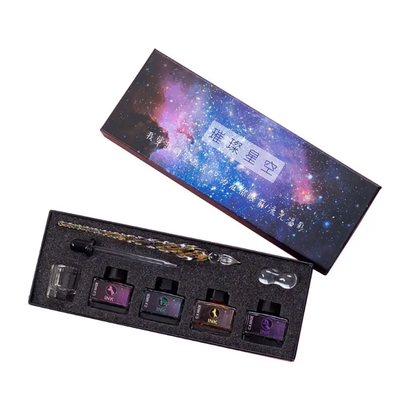 Звездное небо Стекло Dip набор ручек каллиграфическая ручка Подпись записи