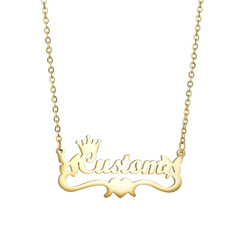 

Personalized Customized Letter Necklace Stainless Steel Nameplate With Butterfly Heart Necklaces For Women Girl Jewelry Gift