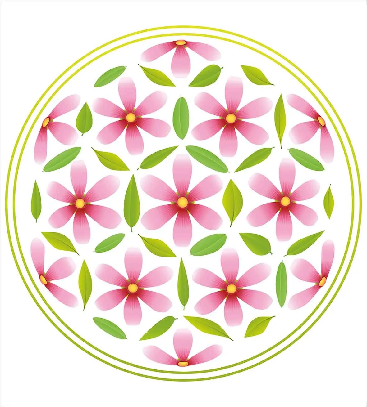 Floral Duvet Cover Set Flower of Life with Florets and Leaves Inside Circle Cosmos Beauty Image Decorative 3 Piece Bedding | Дом и сад