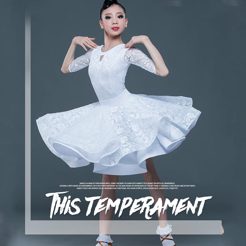 Детские платья для девочек белые топы с коротким рукавом юбка танцев платье