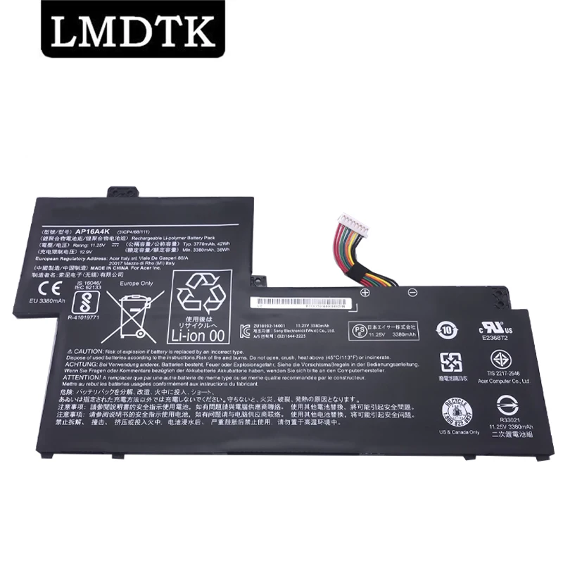 LMDTK Новый AP16A4K Аккумулятор для ноутбука Acer Swift SF113-31-P865 SF11 ASPIRE 11 AO1-132 NE132 N16Q9 |