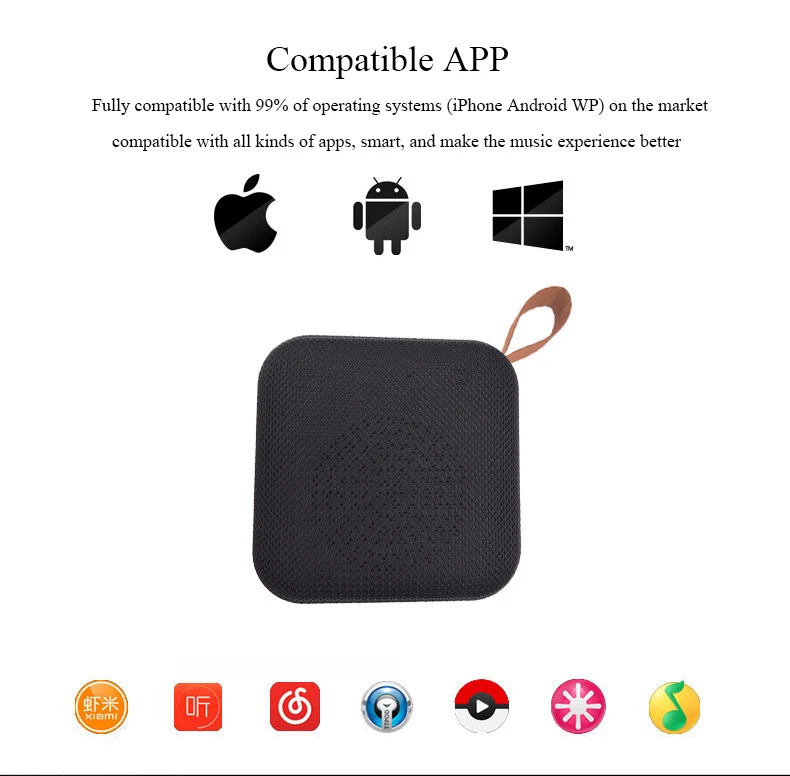 NATTHSWE T5 тканевый Bluetooth динамик с картой вставки мини портативный беспроводной аудио поддержка AUX, TF карта, USB и совместимое приложение