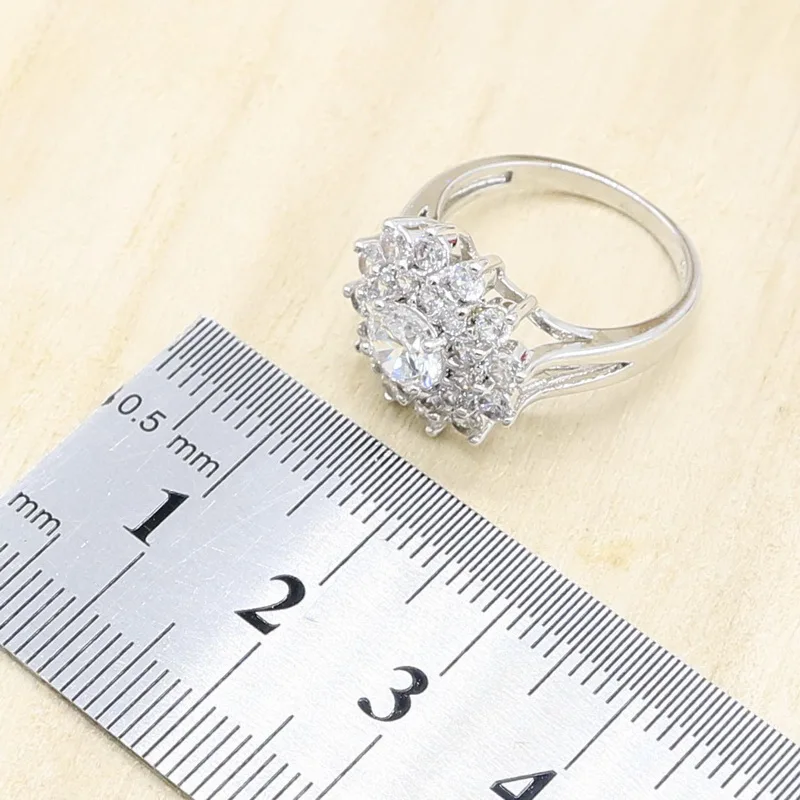 Свадебный браслет гвоздик с белым Цирконом серебряного цвета|Ювелирные наборы