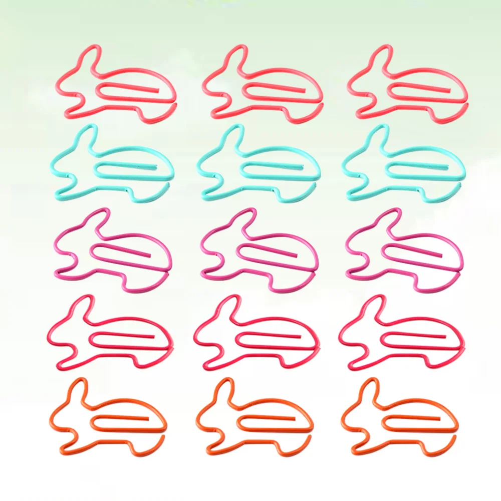 

50Pcs Lovely Rabbit Shaped Clips Paper Clips Creative Note Clips Paper Pin Clip for Party Gift Office Hand Account (Random Color