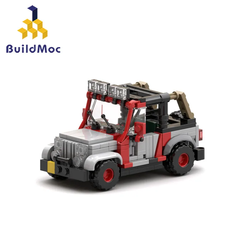

Buildmoc Jurassic-Park World Camper Touring Car Explorer Soldier Building Blocks German Willis antiaircraft gun Bricks Toys Gift
