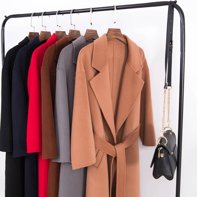 

2019 new winter double-faced wool coat Korean version of high-end noble foreign women's cashmere coat trench coat