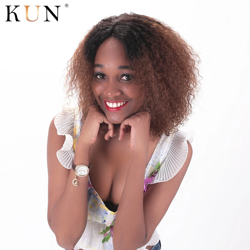 Короткие человеческие волосы на кружеве парики T1b 30 цветов Омбре кудрявые парик