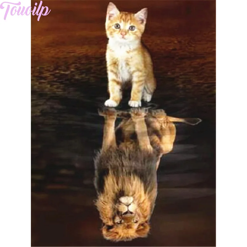 

Nouveau diamant mosaïque chat & Lion 5D diamant peinture Kit Animal plein carré diamant broderie vente strass photo décor maison