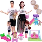 Комбинация для семейной пары на 5 человек = 11,5 дюйма, барбиси, Беременная кукла, мамаПапаДевочкаколяскаобеденный стул, детская игрушка, рождественский подарок