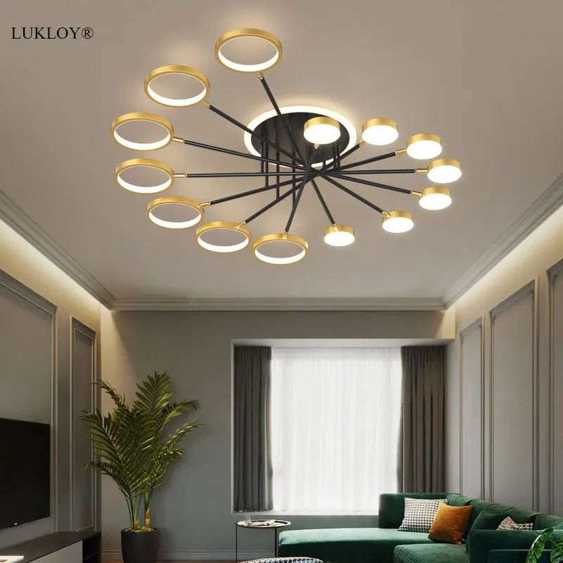 

Modern Chandelier LED Round Lamp Bedroom Room Hall Dining Nordic Creative Minimalist Style Remote Lighting Fixture Decoration