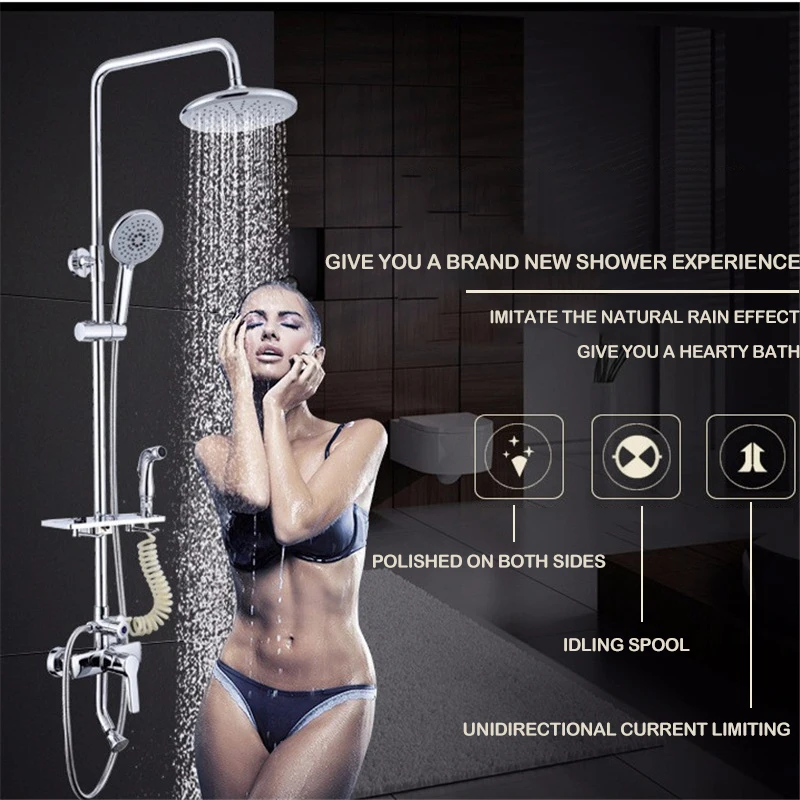 

AE02ZH-00002 черная четырехскоростная Душевая система в стиле ретро для ванной комнаты, медный кран с усилителем для корпуса, можно регулировать ...