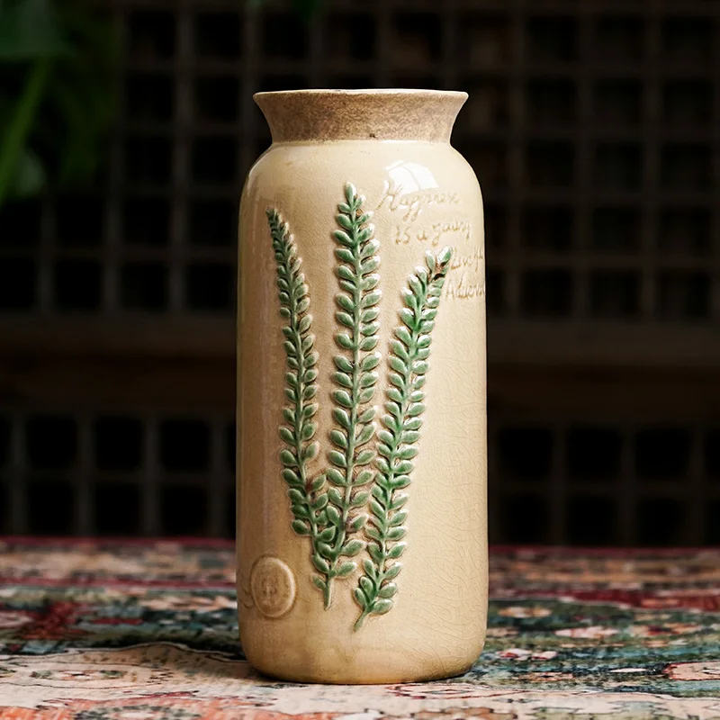 

American Country Ceramic Vase Nordic Leaf Vases Vase Decoration Home Tea Table Flower Ornaments