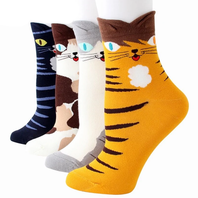2 шт./1 пара кавайные женские носки с героями мультфильмов Симпатичные кошки и