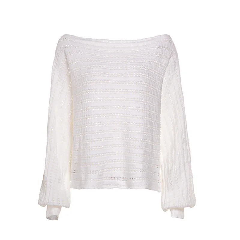 Новинка Женский Осенний однотонный пикантный Свободный вязаный свитер с рукавом