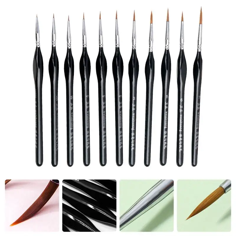 

11pcs Paint Brush Miniature Detail Fineliner Drawing Brushes Wooden Writing Pens