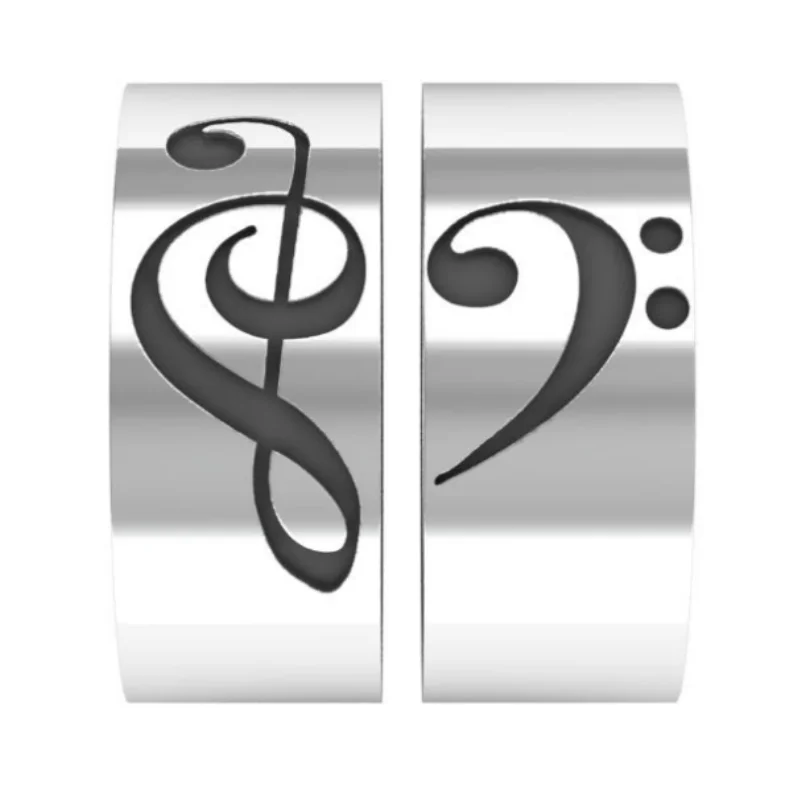 Парная личность музыкальный символ из нержавеющей стали серебряное кольцо с