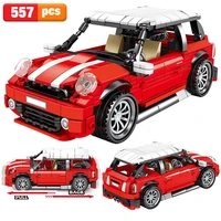 2021 creative expert pull back classic mini red car building blocks sets bricks model for children gifts compatible moc