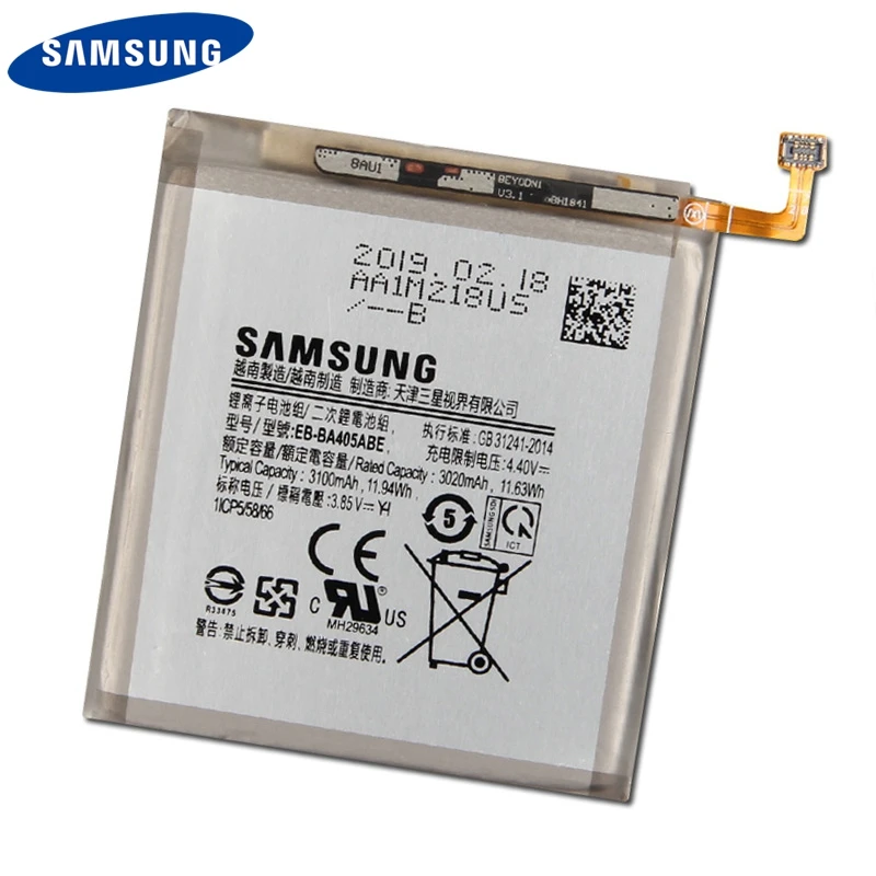 Оригинальный EB BA405ABE батареи Samsung для GALAXY A40 A405F BA405ABU 3100mAh|Аккумуляторы мобильных