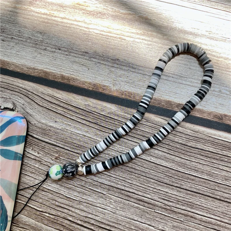

JeKass Phone Chain Holder Beads Summer Beach Phone Strap Cute Women Necklace Colorful Polymer Clay Rainbow Lanyard
