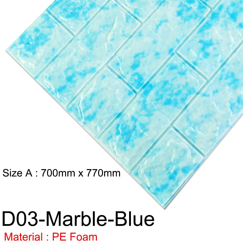 D03-Marble-Blue 3D наклейки на стену самоклеящиеся водонепроницаемые DIY декоративные обои 3D для спальни детской комнаты 3D кирпичные наклейки на стену гостиная - Цвет: D03-Marble-Blue