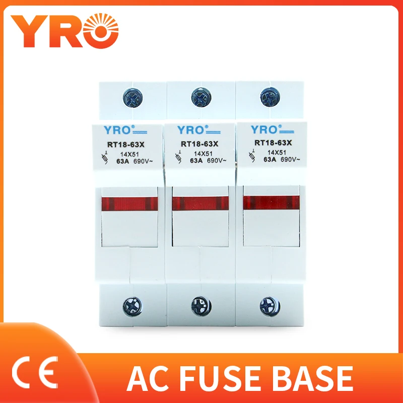 

AC 1PC 3P Fuse Base 690V 63A With LED light Matching Fuse 14x51MM R016 only Fuse Base RT18-63X