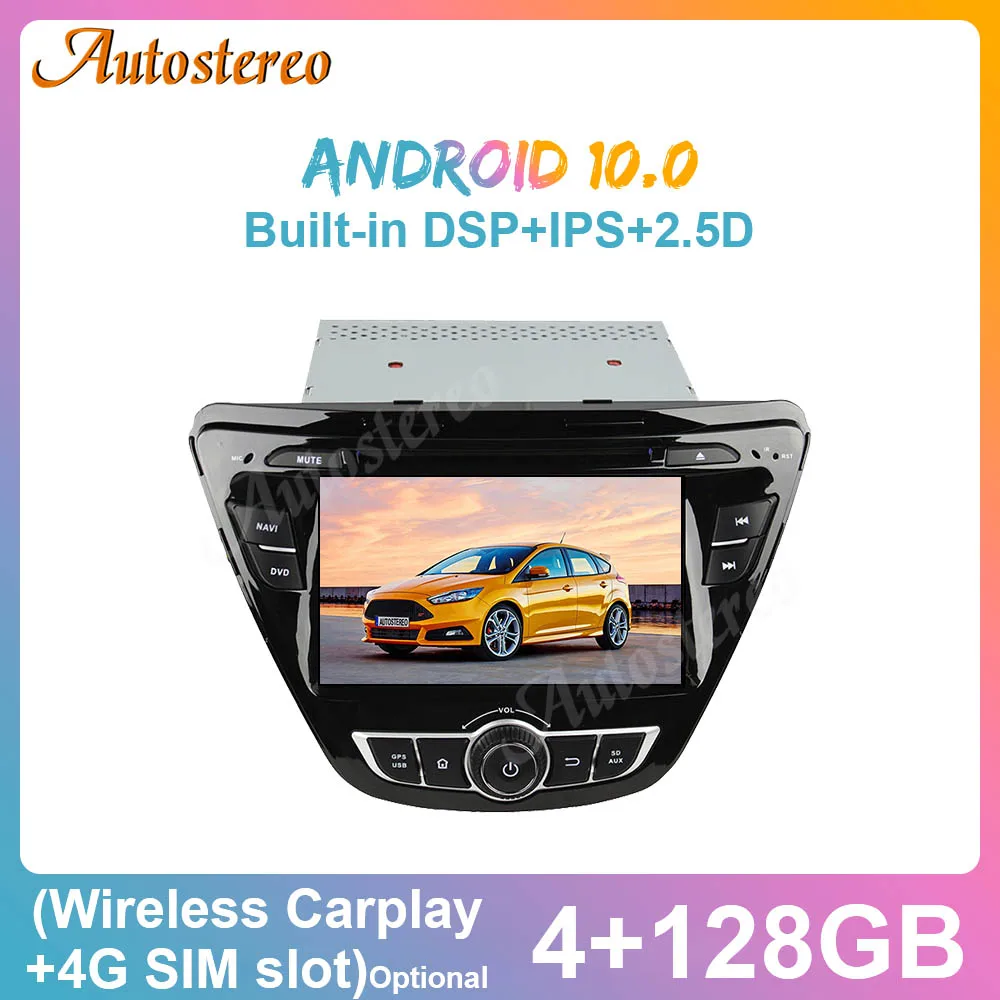 

For Hyundai Elantra 2014+ 4+128G Android 10.0 IPS Screen Carplay Car GPS Navigation Radio Stereo Tape Recorder Multimedia Player